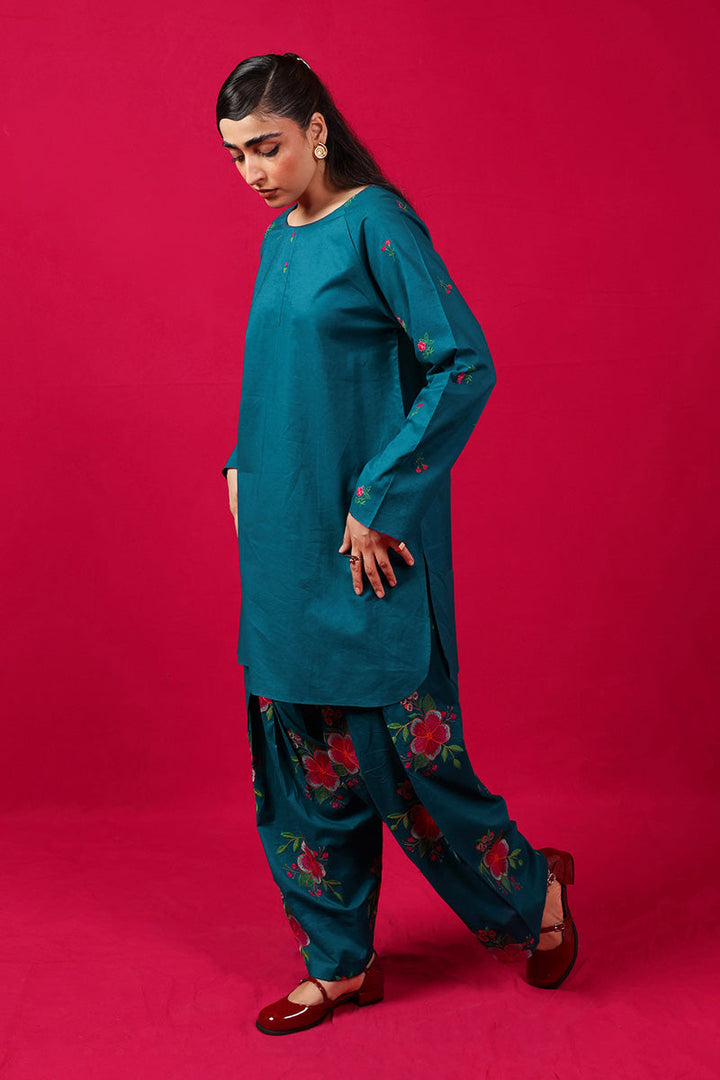 Generation - Floral Baharaan - Teal - Cambric - 2 Piece