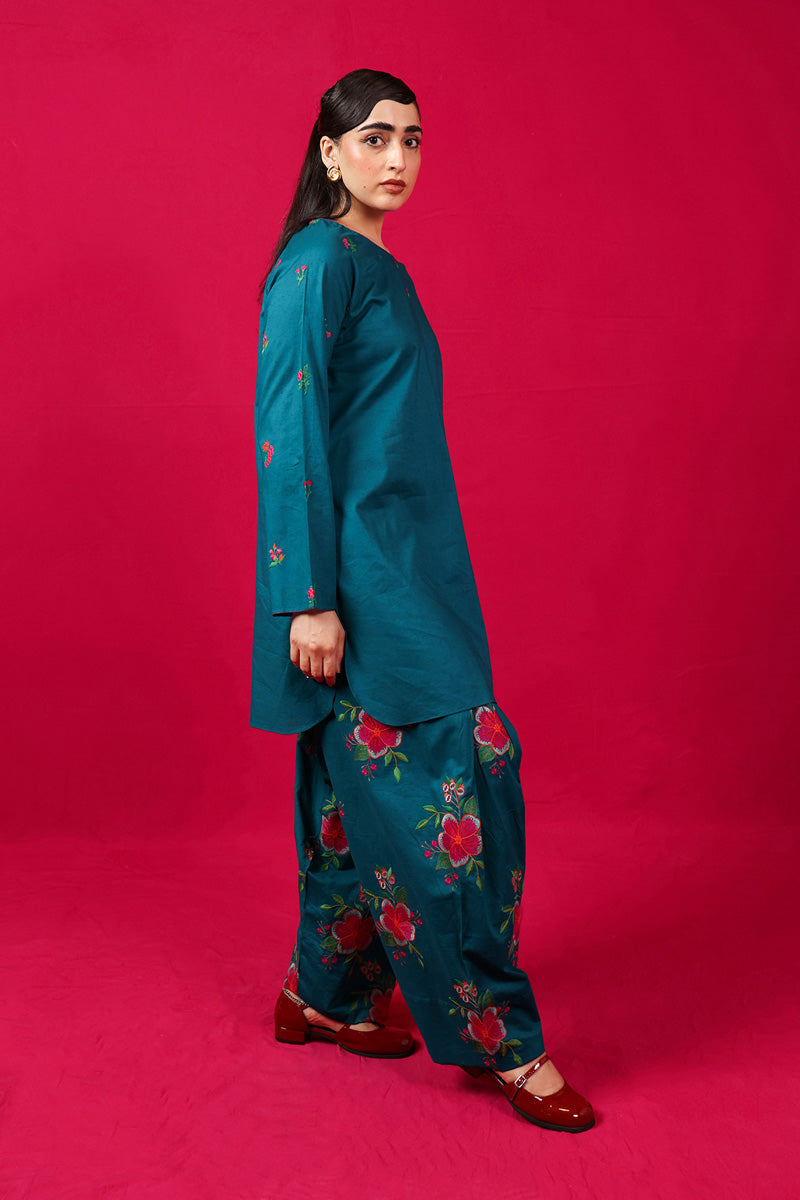 Generation - Floral Baharaan - Teal - Cambric - 2 Piece