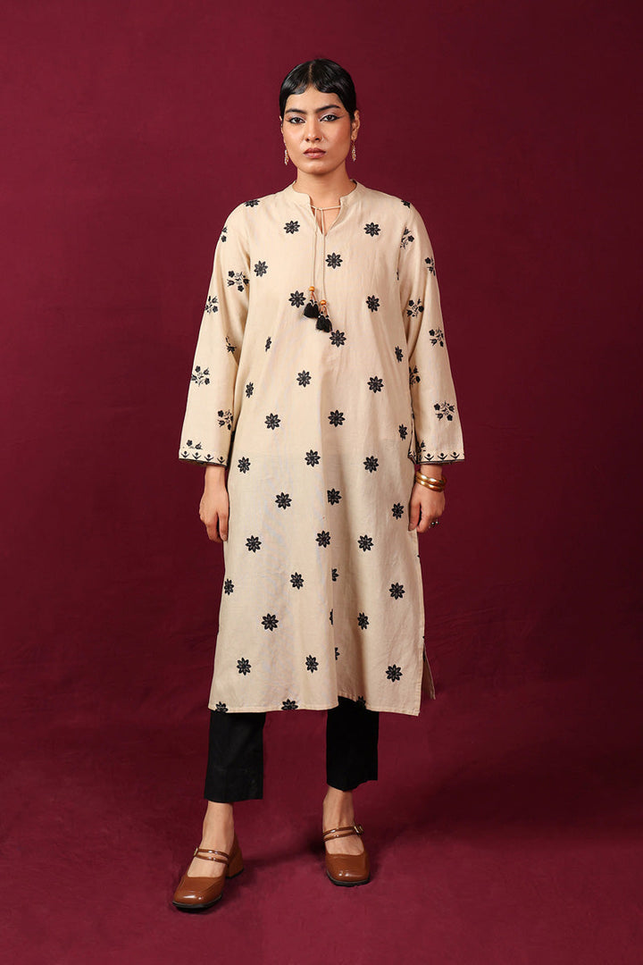 Generation - Mono Foliage Opus Kurta - Beige - 1 Piece