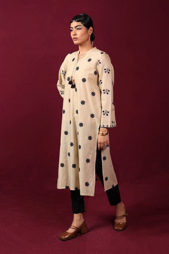 Generation - Mono Foliage Opus Kurta - Beige - 1 Piece