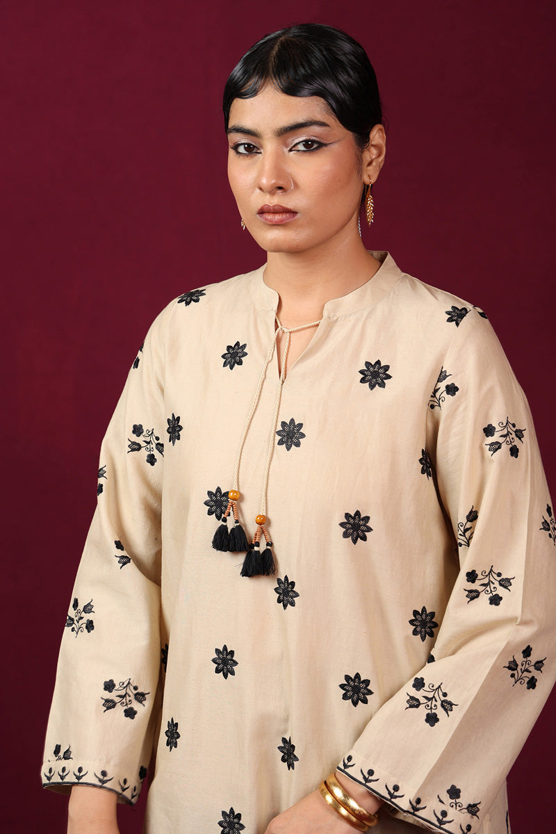 Generation - Mono Foliage Opus Kurta - Beige - 1 Piece