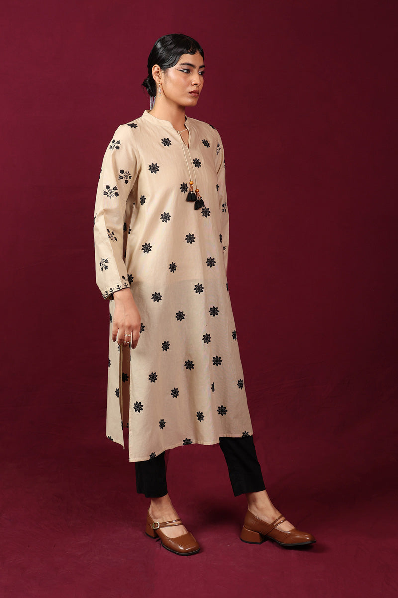 Generation - Mono Foliage Opus Kurta - Beige - 1 Piece