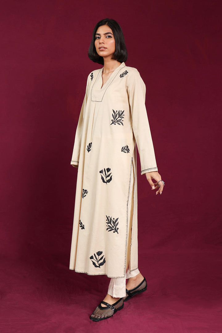 Generation - Monochrome Opus Kurta - Beige - 1 Piece