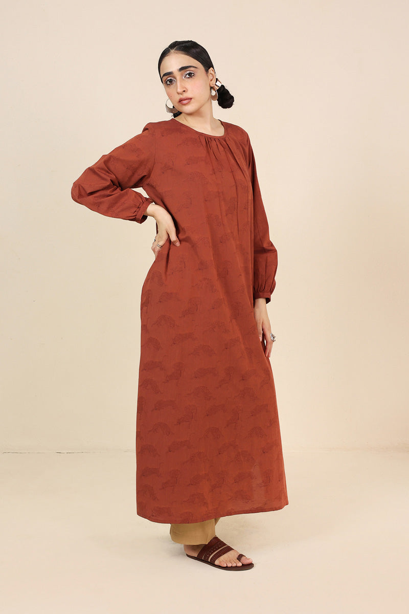 Generation - Flo Roar Ruched Shirt - Brown - Jacquard - 1 Piece