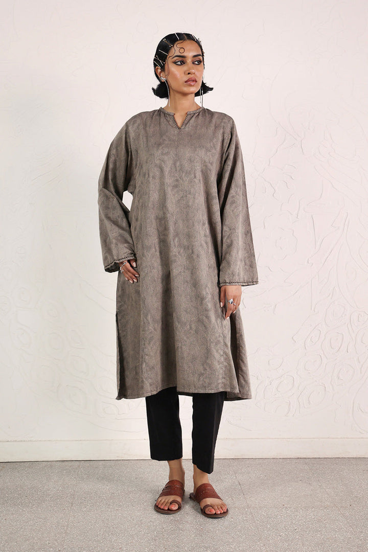 Generation - Flo Roar Panelled Kurta - Grey - Jacquard - 1 Piece