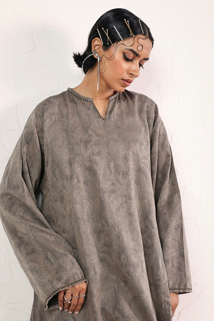 Generation - Flo Roar Panelled Kurta - Grey - Jacquard - 1 Piece