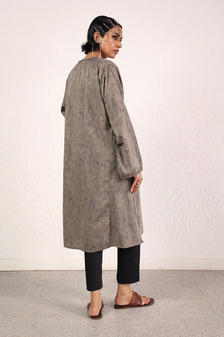 Generation - Flo Roar Panelled Kurta - Grey - Jacquard - 1 Piece