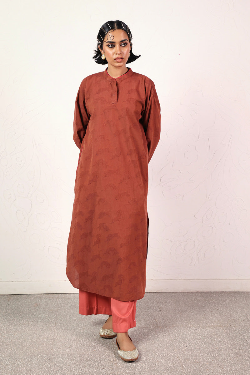 Generation - Flo Roar Kurta - Brown - Jacquard - 1 Piece