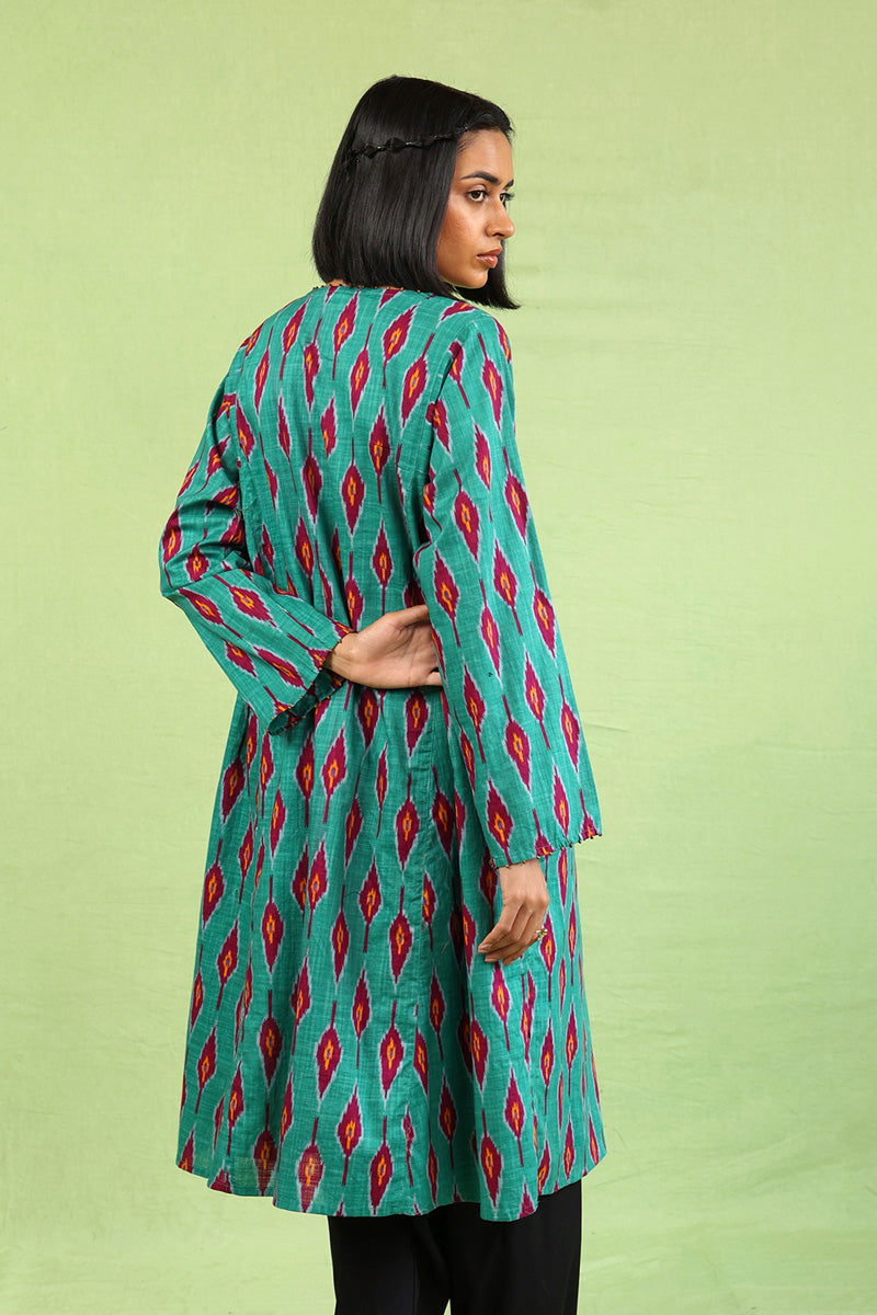 Generation - Printed Timeless Weave Kurta - Green - Cambric - 1 Piece