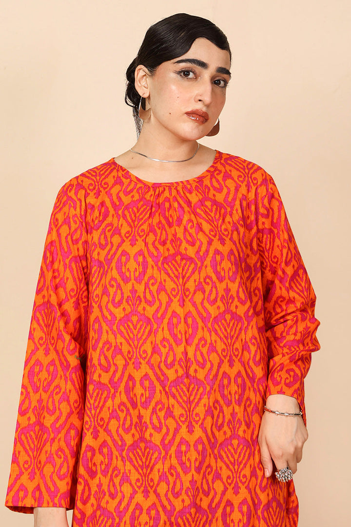 Generation - Timeless Weave Kurta - Orange - Cambric - 1 Piece