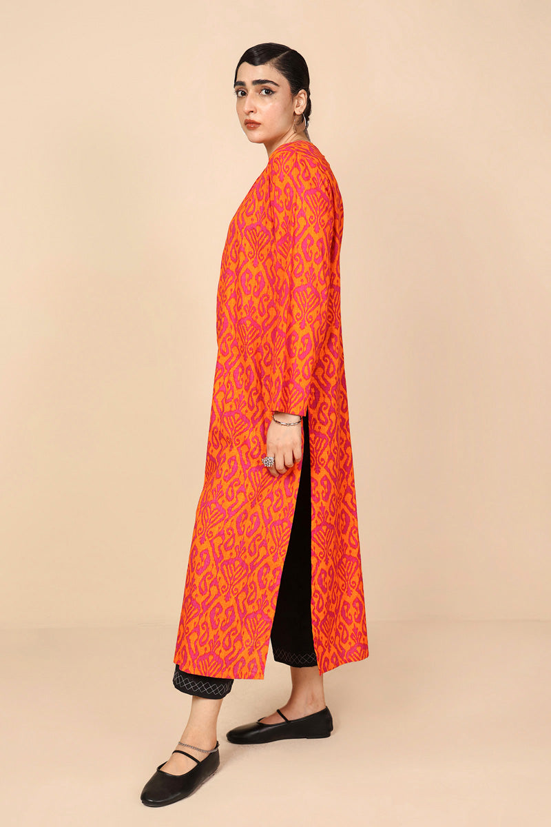 Generation - Timeless Weave Kurta - Orange - Cambric - 1 Piece