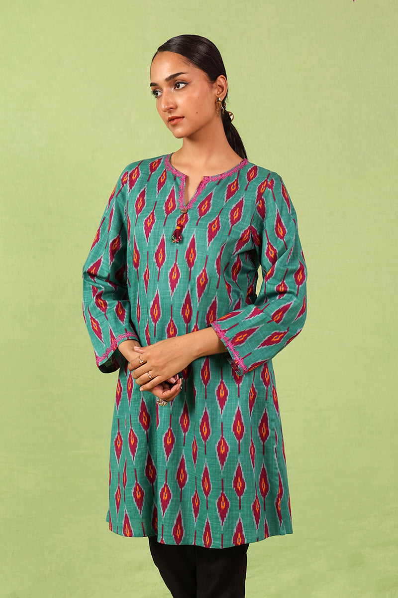 Generation - Timeless Weave Kurti - Cambric - Green - 1 Piece