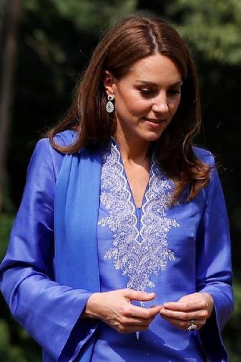 kate middleton in Maheen Khan - Lapis - Blue - Hand Embroidered - 3 Piece - Studio by TCS