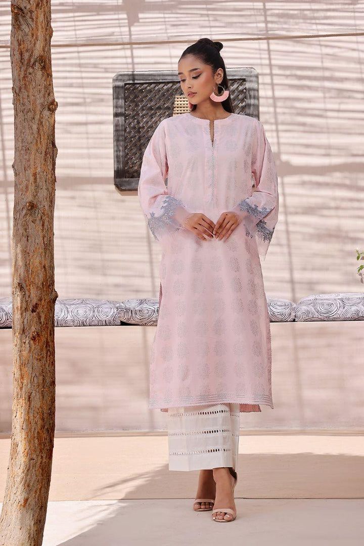 Oaks - Mauve Morn Lawn Embroidered Screen Printed Kurti - 1 Piece - Unstitched