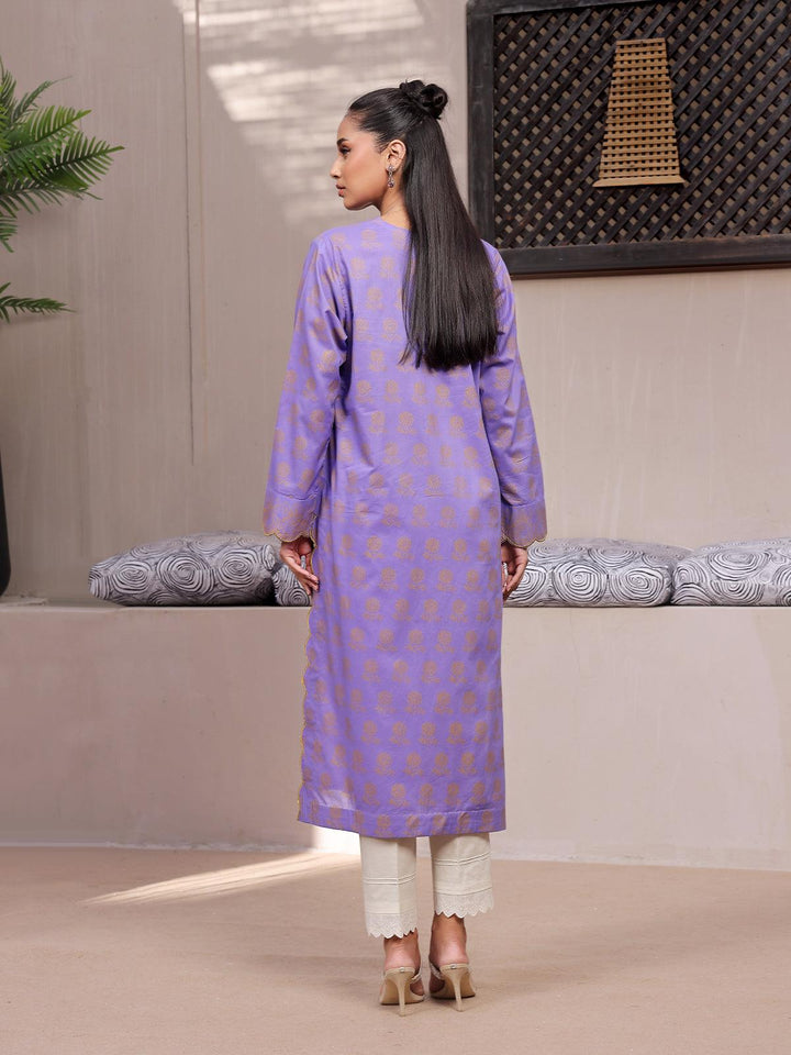 Oaks - Paisley Purple Lawn Screen Printed Kurti - 1 Piece - Unstitched