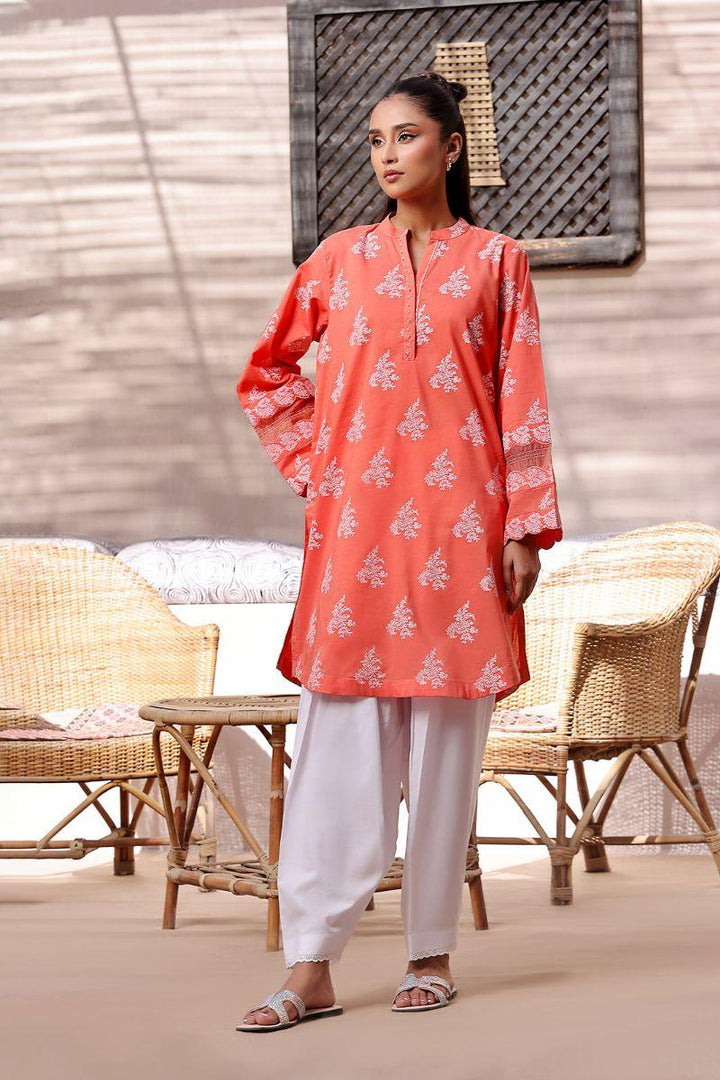 Oaks - Coral Lawn Screen Printed Kurti - 1 Piece - Unstitched