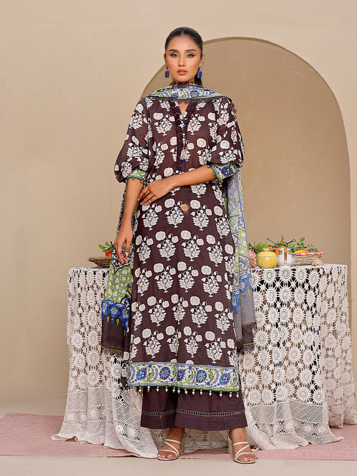 Oaks - 2 Piece Printed Unstitched Lawn Black - OL2P-6193-A - Unstitch