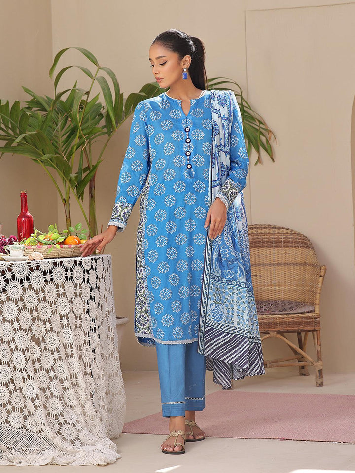 Oaks - 2 Piece Printed Unstitched Lawn Blue - OL2P-6194-B - Unstitch