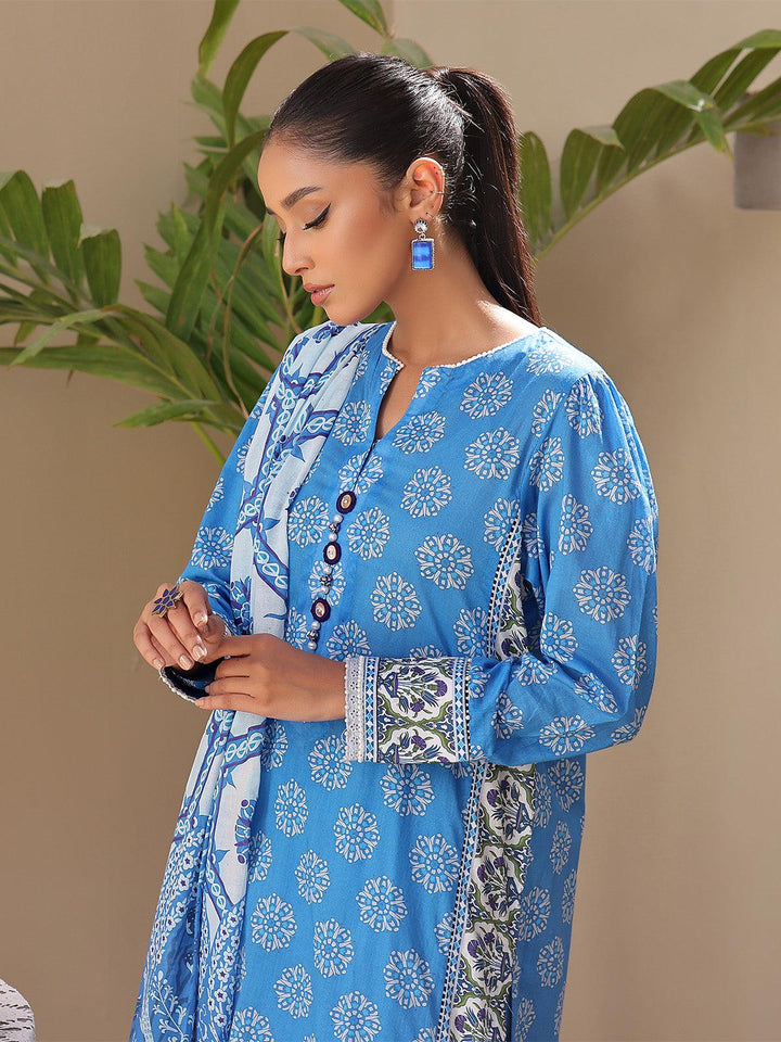 Oaks - 2 Piece Printed Unstitched Lawn Blue - OL2P-6194-B - Unstitch