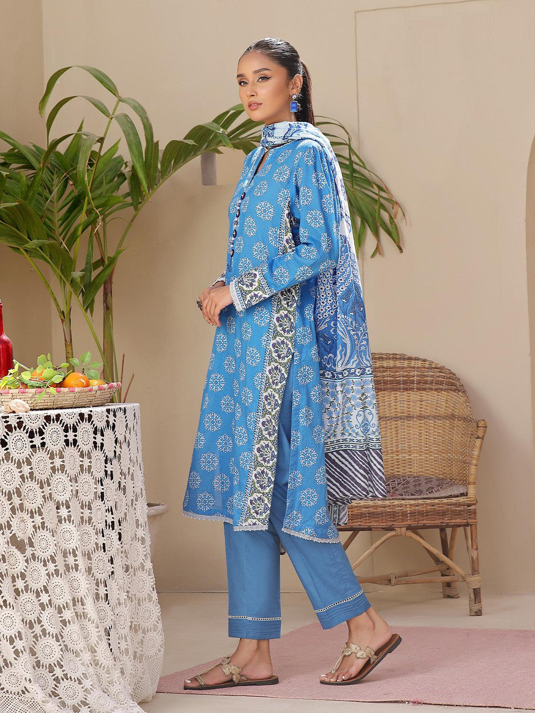 Oaks - 2 Piece Printed Unstitched Lawn Blue - OL2P-6194-B - Unstitch