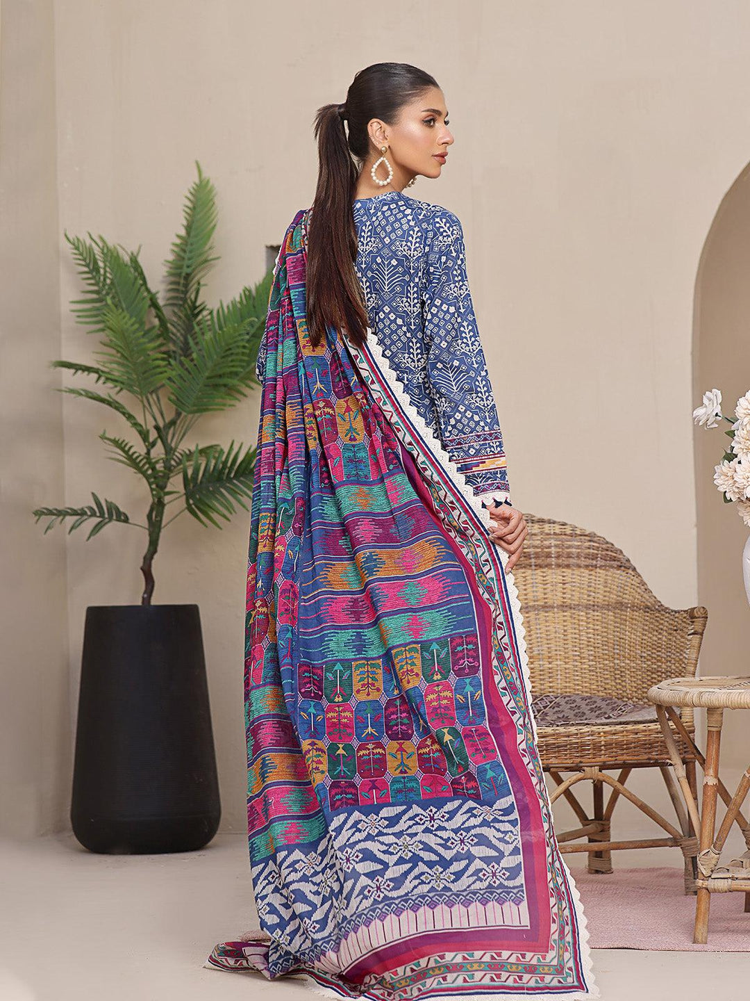 Oaks - 2 Piece Printed Unstitched Lawn Blue - OL2P-6207-A - Unstitch