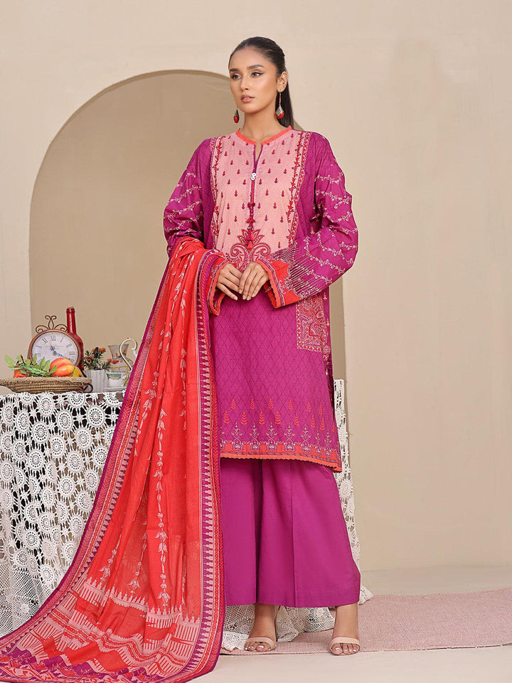 Oaks - 2 Piece Printed Unstitched Lawn Magenta - OL2P-6208-A-1 - Unstitch