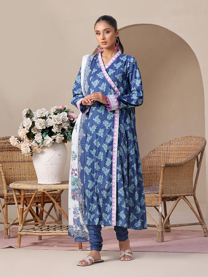 Oaks - 2 Piece Printed Unstitched Lawn Blue - OL2P-6209-A - Unstitch