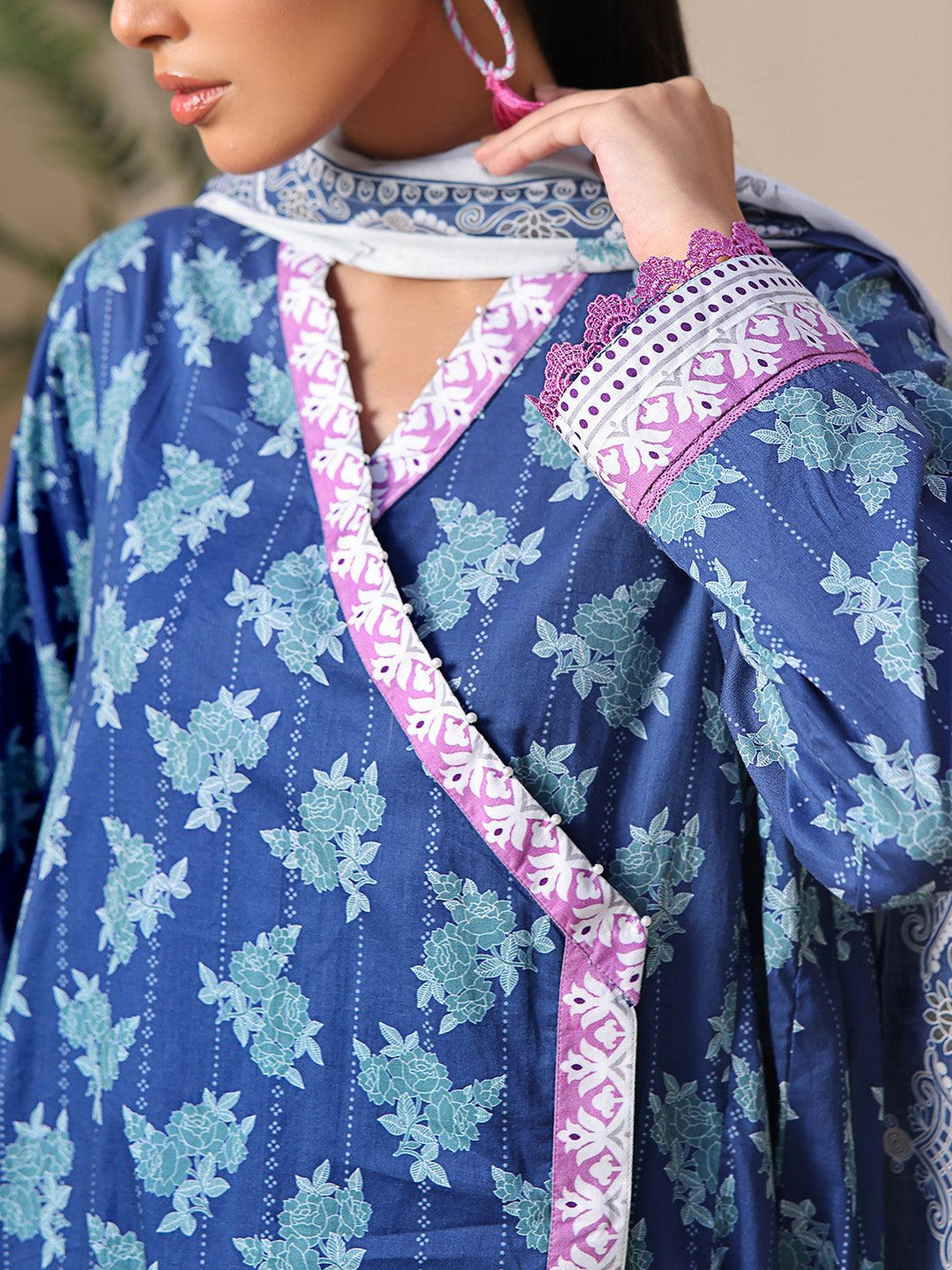 Oaks - 2 Piece Printed Unstitched Lawn Blue - OL2P-6209-A - Unstitch