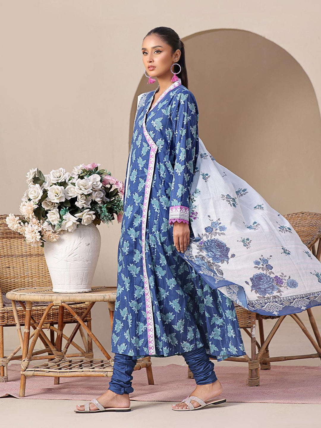 Oaks - 2 Piece Printed Unstitched Lawn Blue - OL2P-6209-A - Unstitch