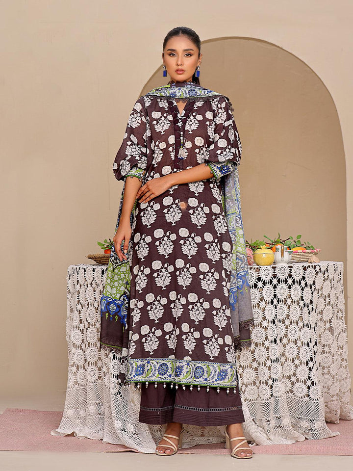 Oaks - 3 Piece Printed Unstitched Lawn Black - OL3P-6193-A-1 - Unstitch