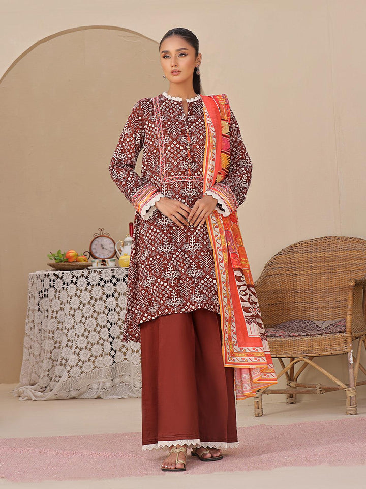 Oaks - 2 Piece Printed Unstitched Lawn Brown - OL2P-6207-B - Unstitch