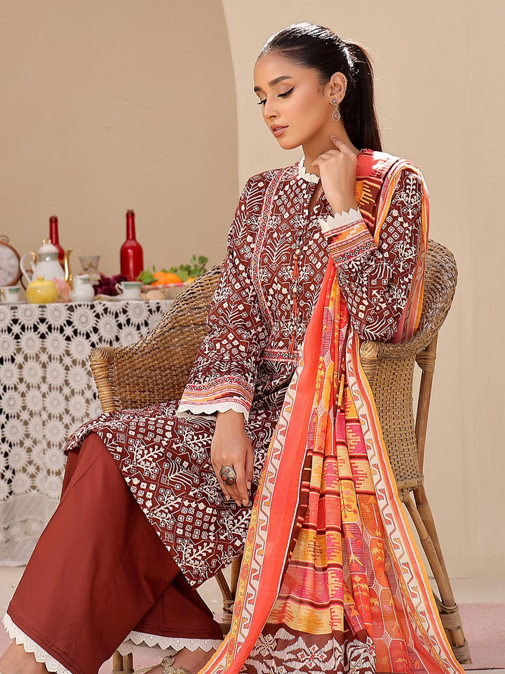 Oaks - 2 Piece Printed Unstitched Lawn Brown - OL2P-6207-B - Unstitch