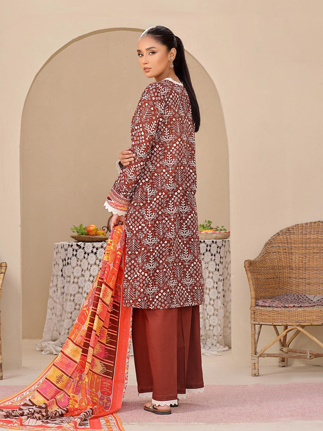 Oaks - 2 Piece Printed Unstitched Lawn Brown - OL2P-6207-B - Unstitch