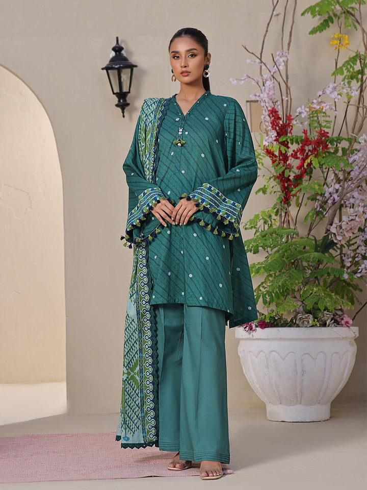 Oaks - 2 Piece Printed Unstitched Lawn Dark Green - OL2P-6212-B - Unstitch