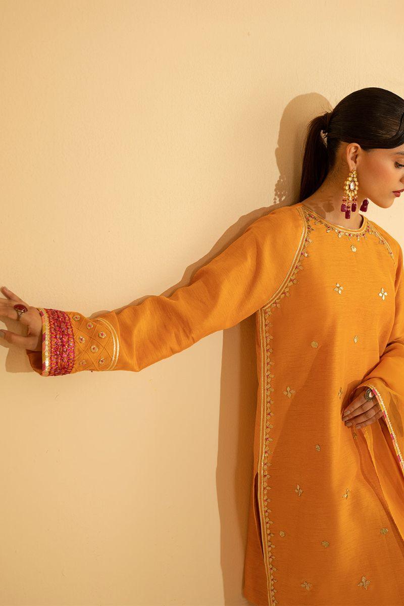 Fozia Khalid - Luxe Amber - Silk - Mustard - 3 Piece