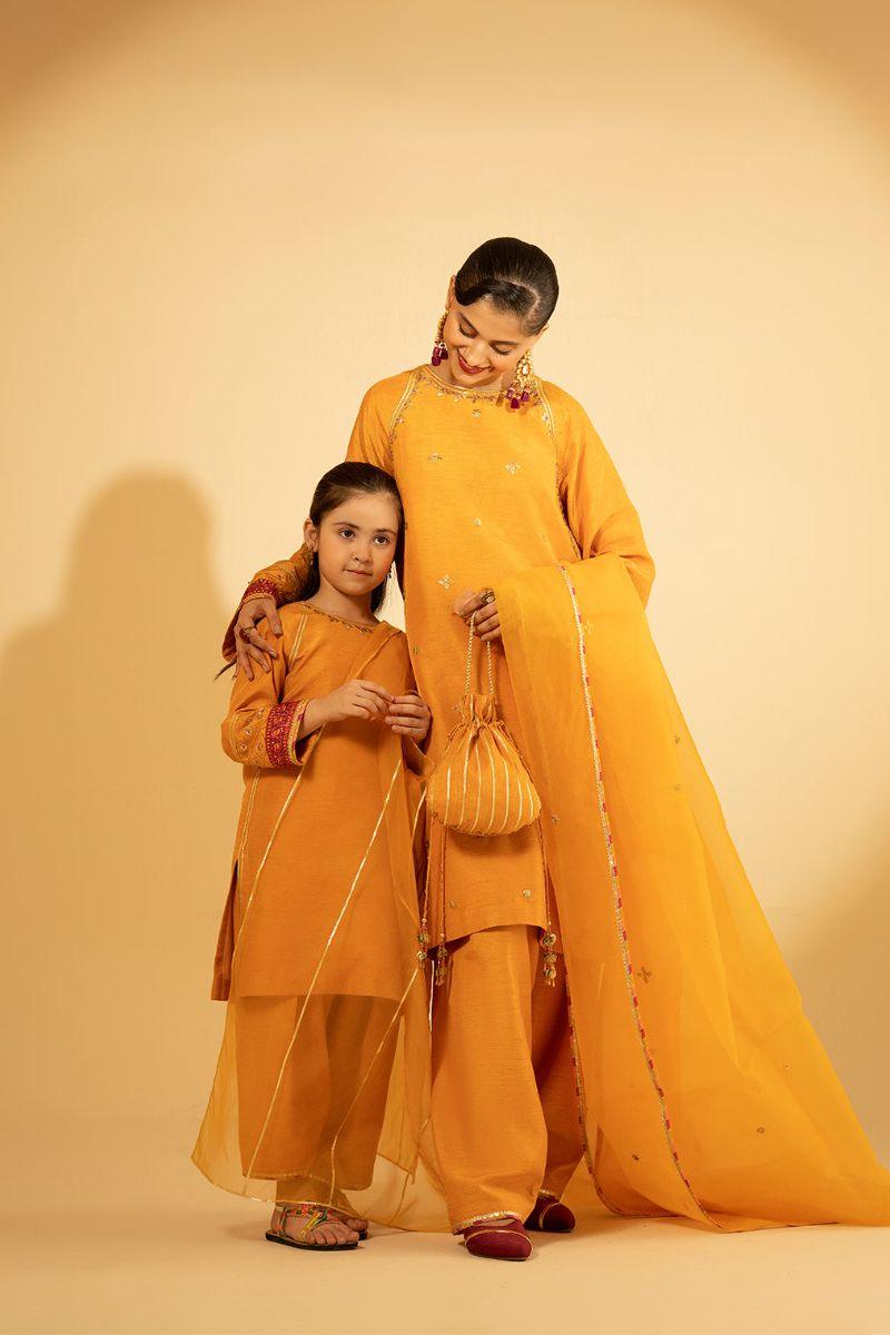 Fozia Khalid - Luxe Amber - Silk - Mustard - 3 Piece