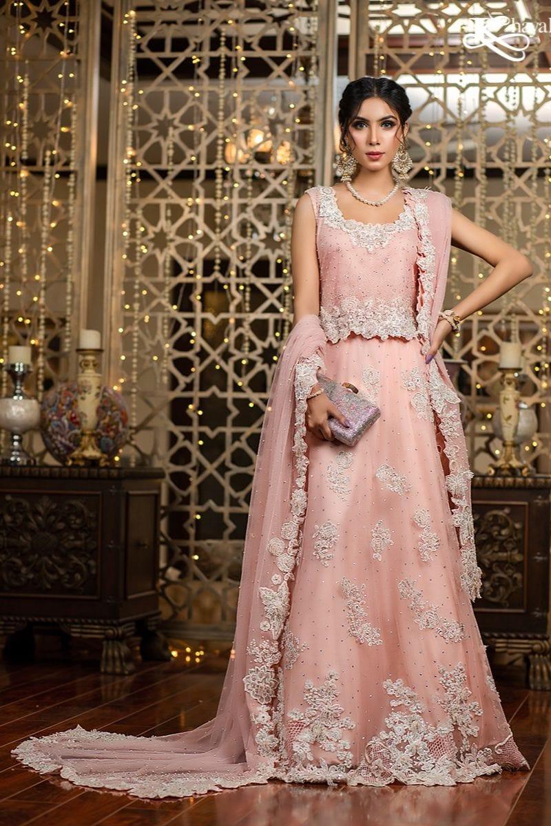 Khayal BY SHAISTA HASSAN - Light pink net and lace lehenga choli - 3 Piece - Studio by TCS