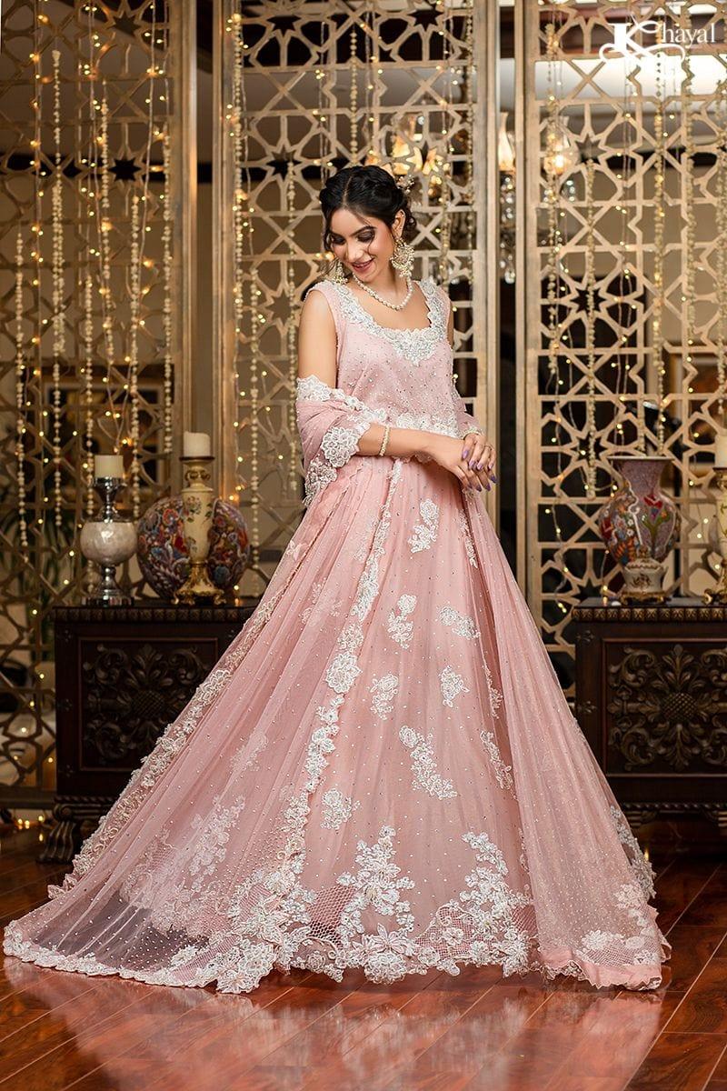 Khayal BY SHAISTA HASSAN - Light pink net and lace lehenga choli - 3 Piece - Studio by TCS