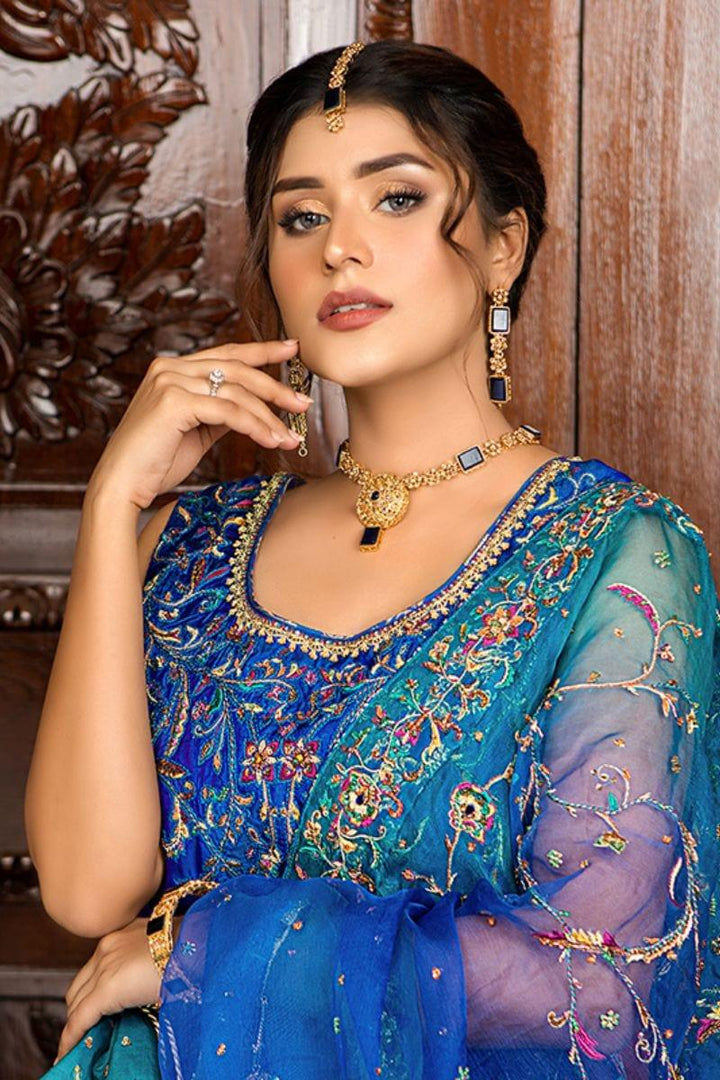 Khayal BY SHAISTA HASSAN - Elecric Blue Lehanga with Organza Dupatta - 3 Piece - Studio by TCS