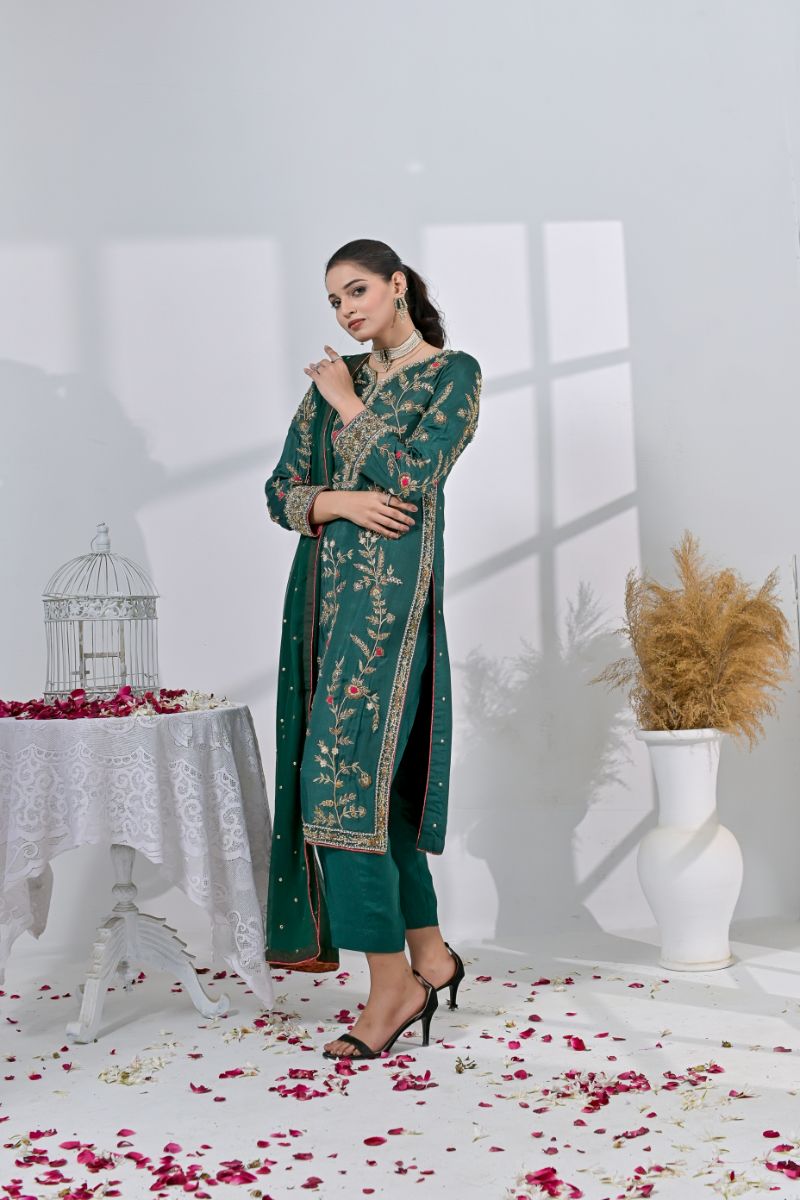 Rubys Couture - Zaabya - Sheesha Silk & Chiffon - 3 Piece