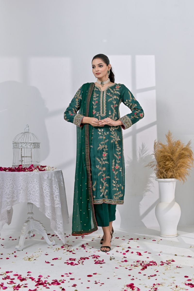 Rubys Couture - Zaabya - Sheesha Silk & Chiffon - 3 Piece