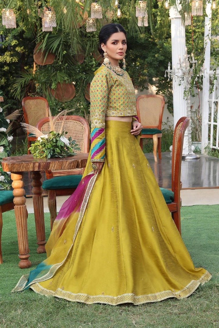 Sanas - Zari Handwork Embroidered Raw Silk Lehenga Choli - ZEENAT - L202224 - Mustard - Studio by TCS