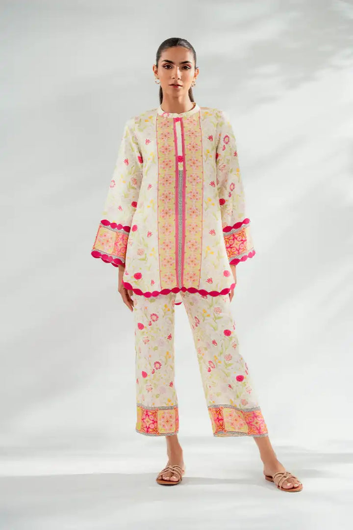 Sania Maskatiya - Zaryn (A) - Pure Rawsilk - Ivory - Shirt & Culottes - 2 Piece