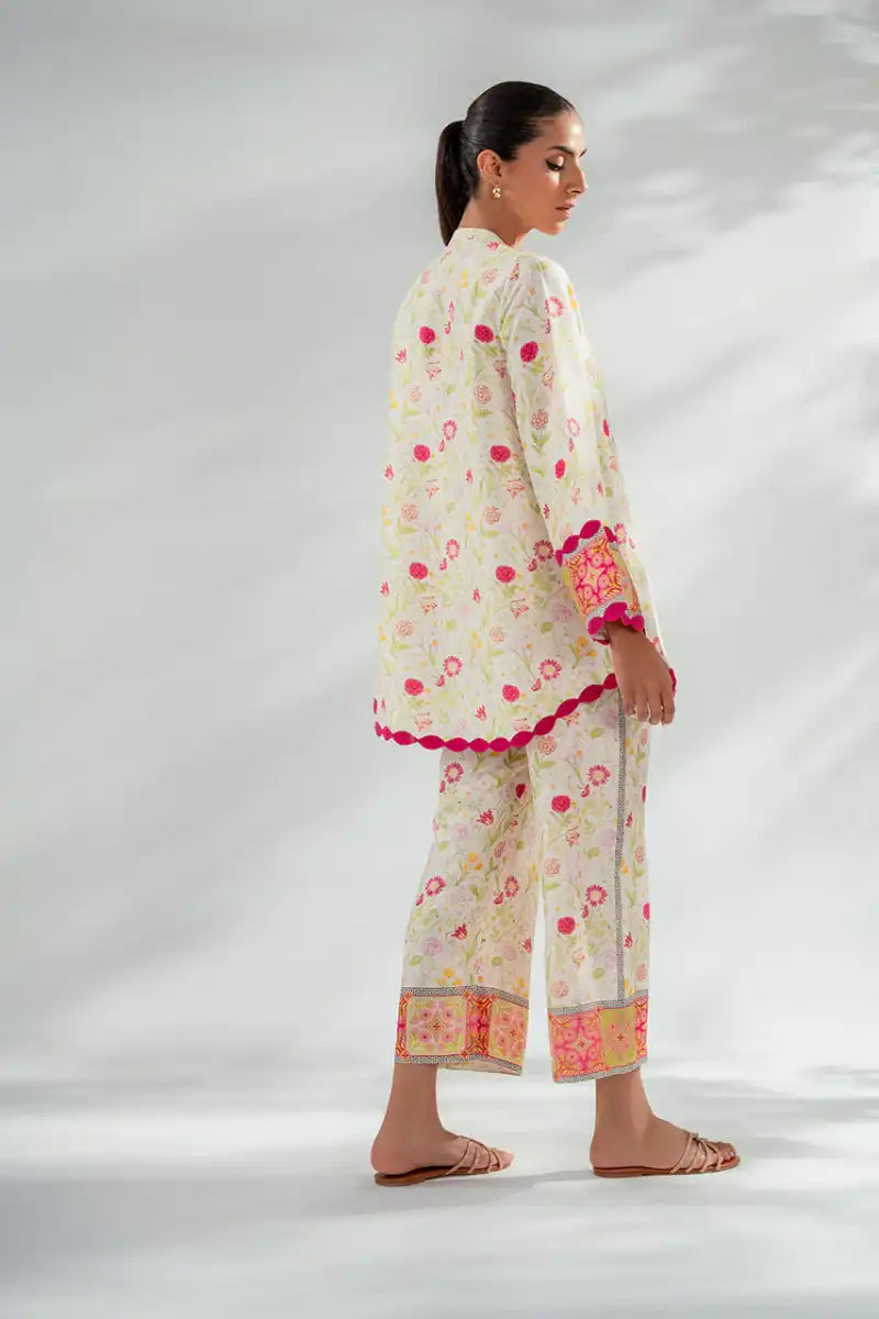 Sania Maskatiya - Zaryn (A) - Pure Rawsilk - Ivory - Shirt & Culottes - 2 Piece