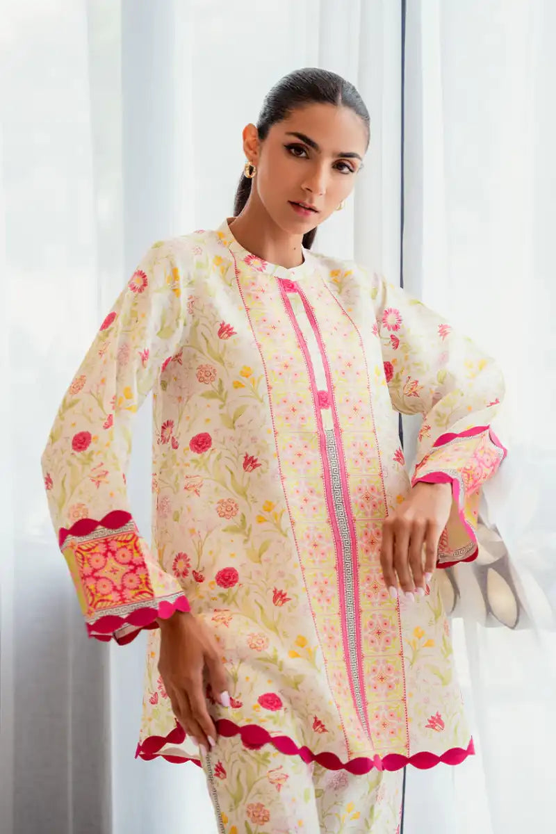 Sania Maskatiya - Zaryn (A) - Pure Rawsilk - Ivory - Shirt & Culottes - 2 Piece