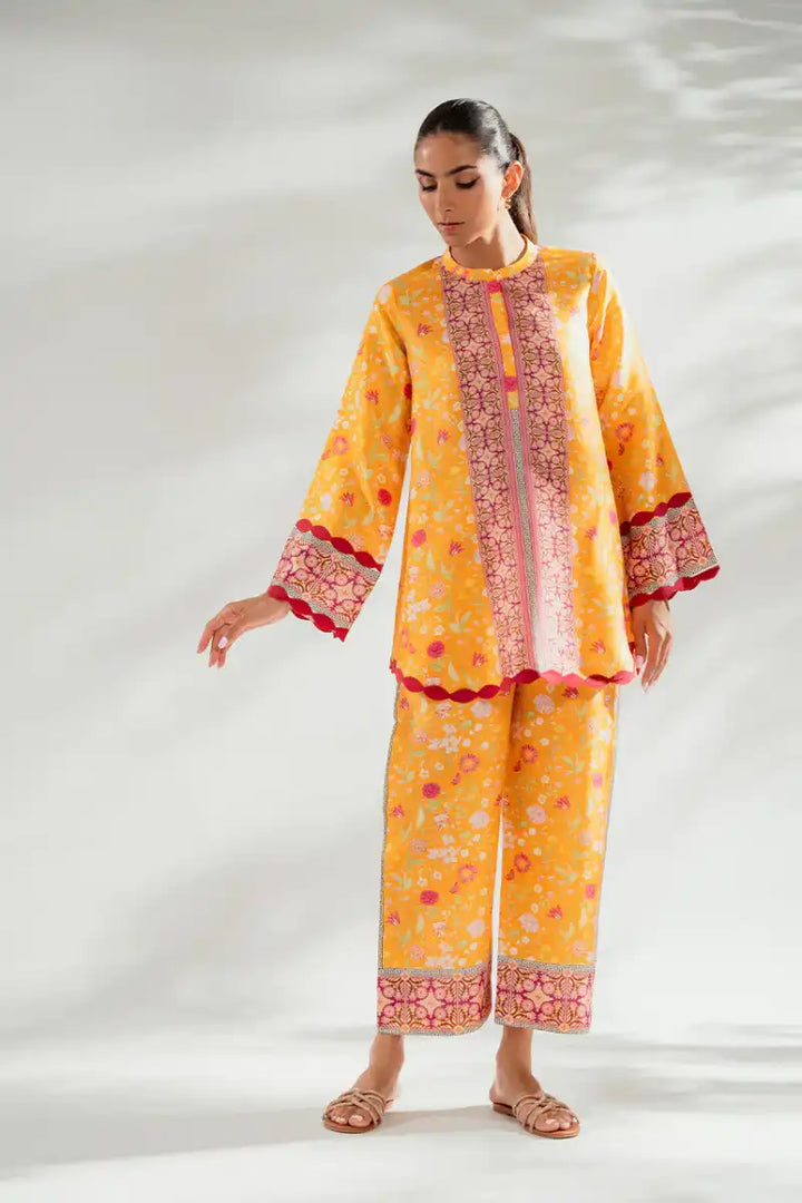 Sania Maskatiya - Zaryn (B) - Pure Rawsilk - Tangerine - Shirt & Culottes - 2 Piece