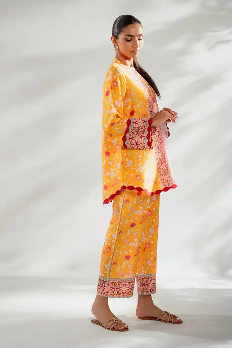 Sania Maskatiya - Zaryn (B) - Pure Rawsilk - Tangerine - Shirt & Culottes - 2 Piece