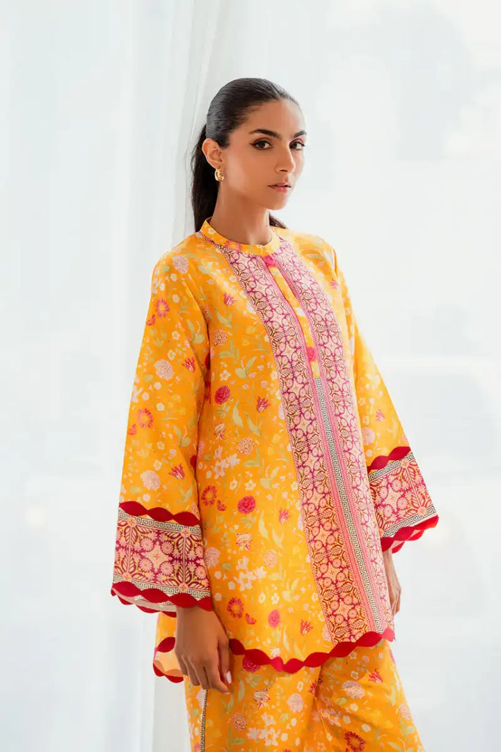 Sania Maskatiya - Zaryn (B) - Pure Rawsilk - Tangerine - Shirt & Culottes - 2 Piece