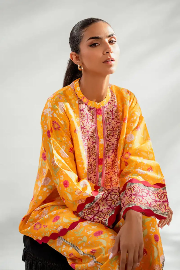 Sania Maskatiya - Zaryn (B) - Pure Rawsilk - Tangerine - Shirt & Culottes - 2 Piece