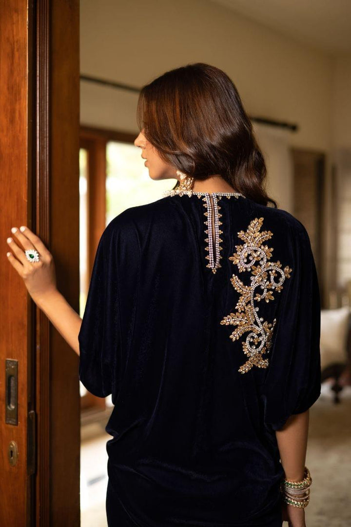 Shehrnaz - SHK-1235 - Zoya - Kaftan - Navy - Velvet - 1 Piece - Studio by TCS